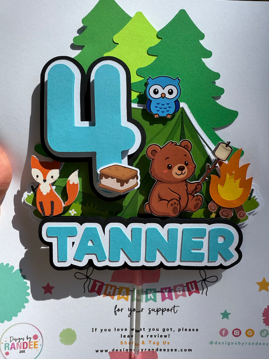 Woodland Camping Cake Topper ⛺