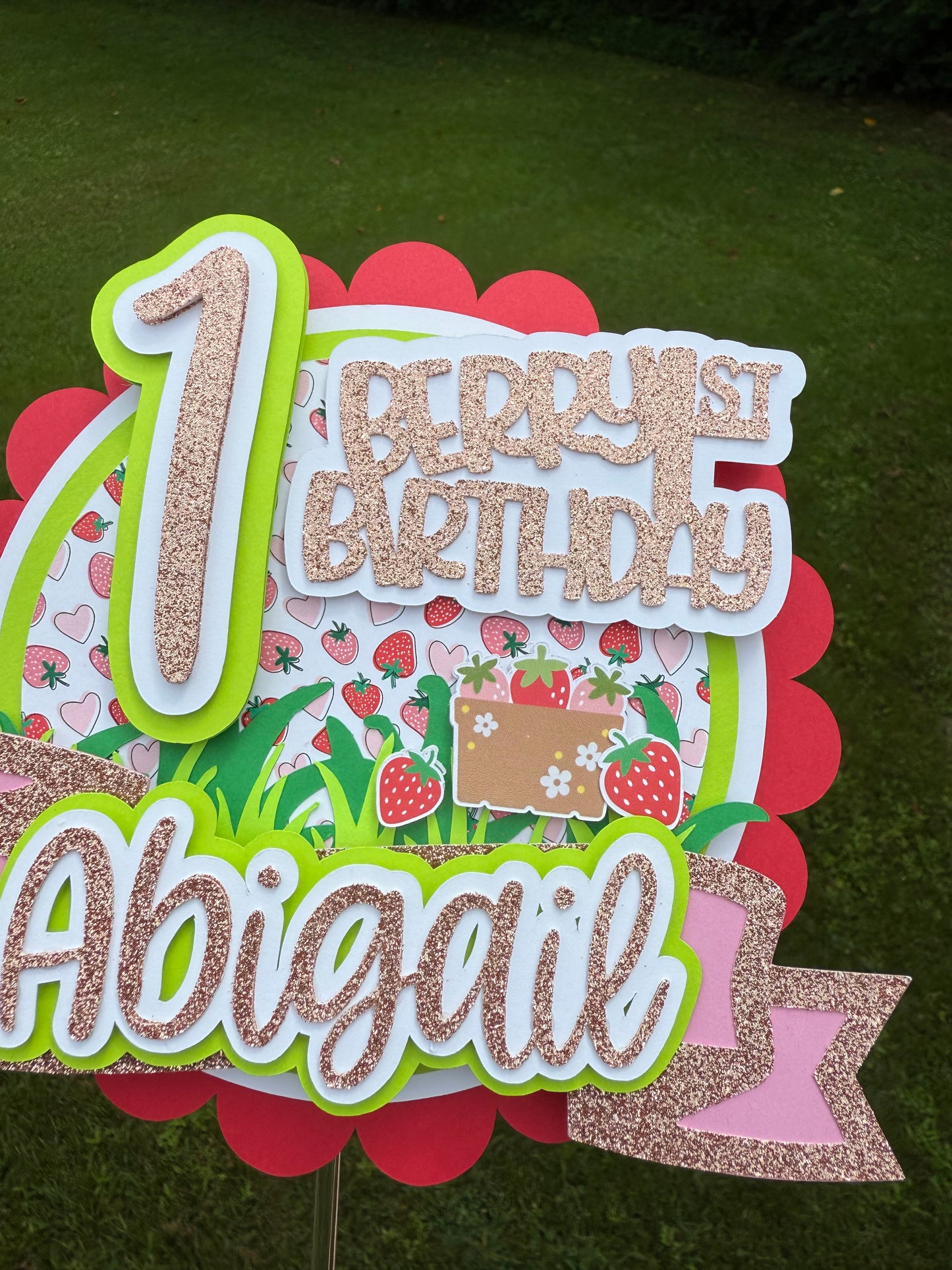 Berry First Birthday Cake Topper 🍓