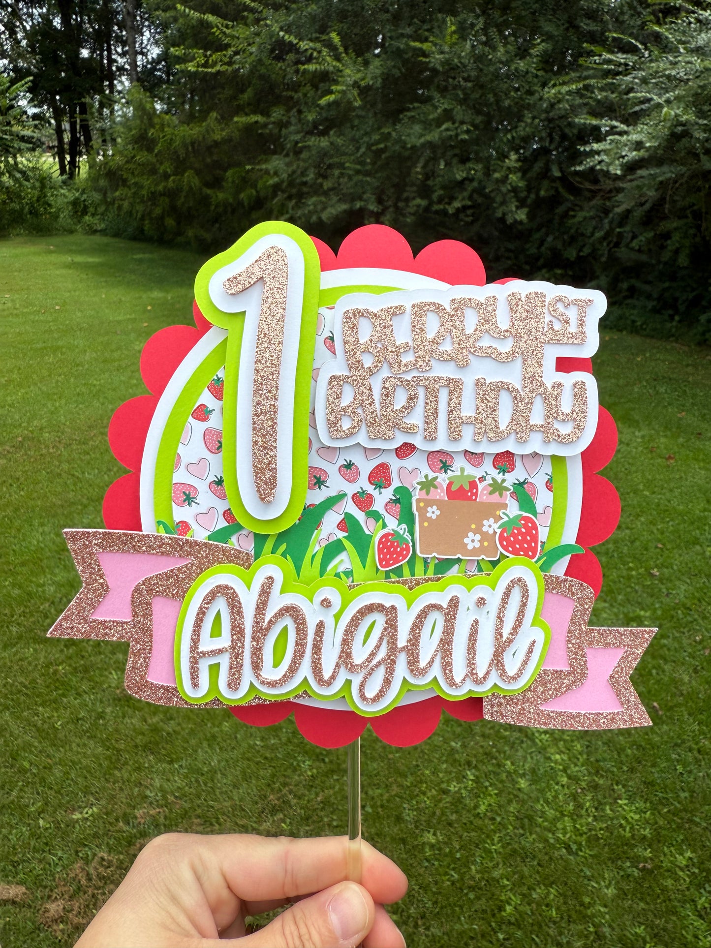 Berry First Birthday Cake Topper 🍓