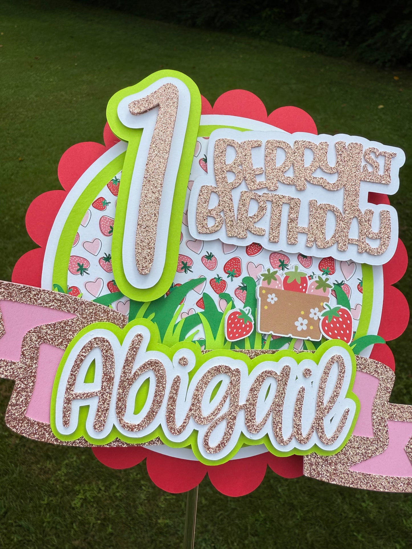 Berry First Birthday Cake Topper 🍓