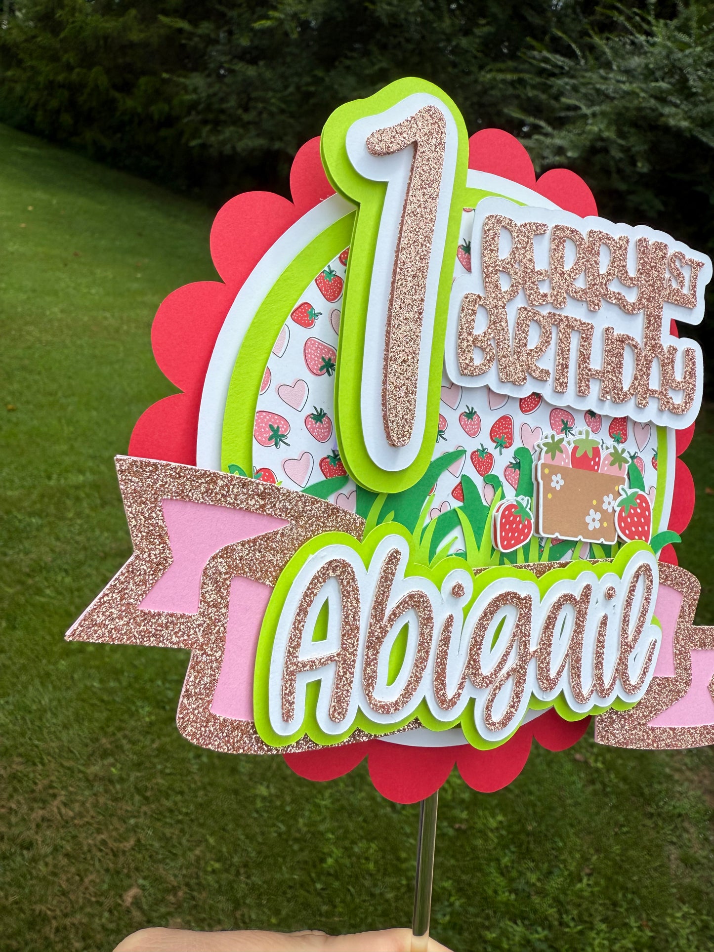 Berry First Birthday Cake Topper 🍓